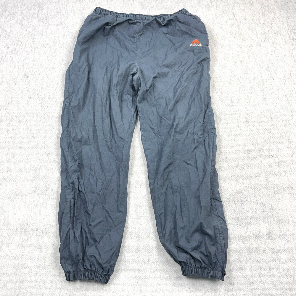 Vintage Y2K Adidas Pants Men Large Gray Windbreaker Joggers Track Baggy Lined *
